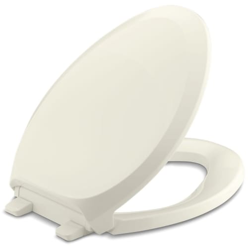 KOHLER French Curve Quiet-Close Elongated Closed Front Toilet Seat with Cover in Biscuit